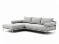 Modern sectional sofa in light gray fabric with stainless steel legs 240 x 160 x 80cm