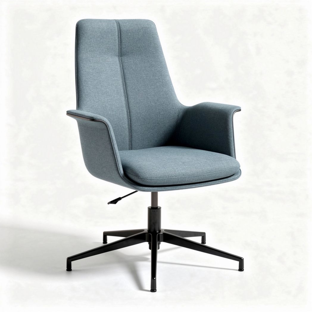 Swivel chair with ergonomic design and fabric upholstery in blue 80 x 60 x 100cm