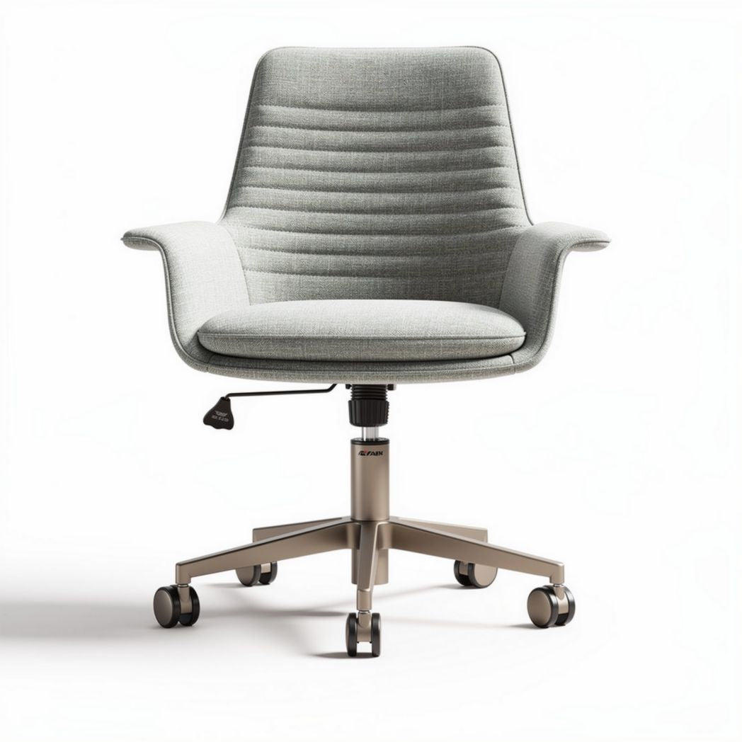 Contemporary ergonomic office chair with adjustable height and gray upholstery