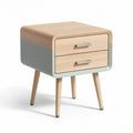 Wooden nightstand with two drawers and tapered legs 45 x 45 x 50cm