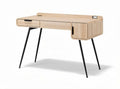 Wooden home office desk with black metal legs and storage drawer 120 x 60 x 75cm
