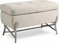 Fabric storage ottoman with metal legs 90 x 45 x 40cm in beige color