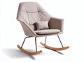 Rocking chair with quilted fabric upholstery and wood base 80 x 75 x 90cm