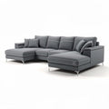 Grey sectional sofa with removable cushions and modern design 200 x 100 x 75cm