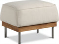 Fabric upholstered ottoman with wooden base and metal legs 45 x 45 x 40cm